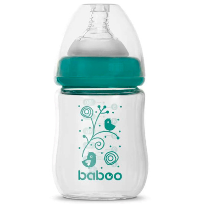Бутылочка для кормления стеклянная широкая 150 мл от 0 месяцев Baboo 3-122 1